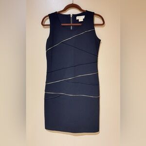 Sleeveless Black Zip-Accent Sheath Dress